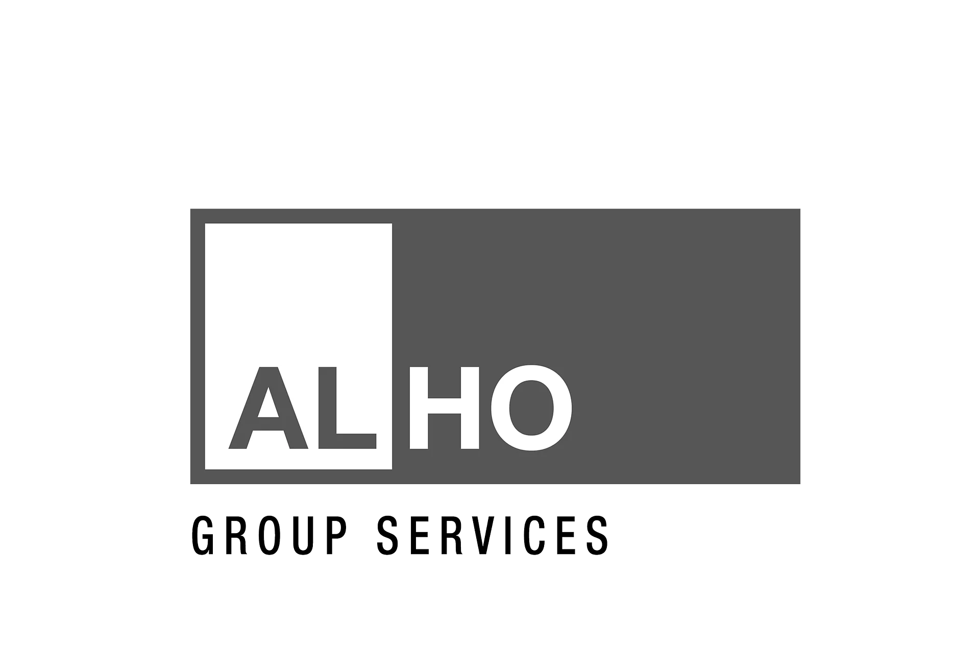 Markenzeichen der ALHO Group Services, grau mit Name